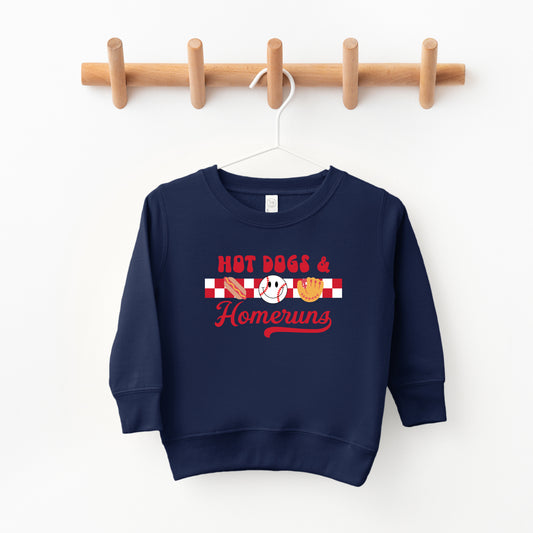 Hot Dogs and Home Runs Smiley Face | Toddler Sweatshirt