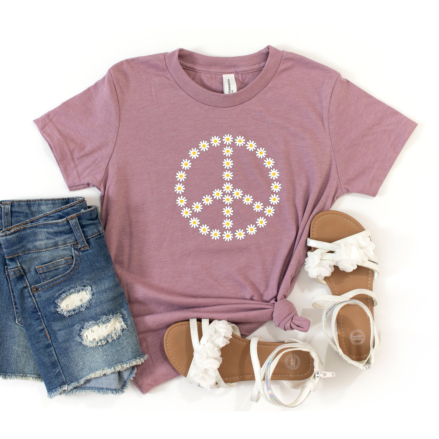 Daisy Peace Sign | Youth Short Sleeve Crew Neck