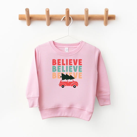 Believe Stacked Car | Toddler Sweatshirt
