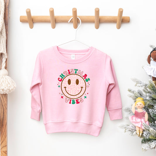 Retro Smiley Face Christmas Vibes | Toddler Sweatshirt