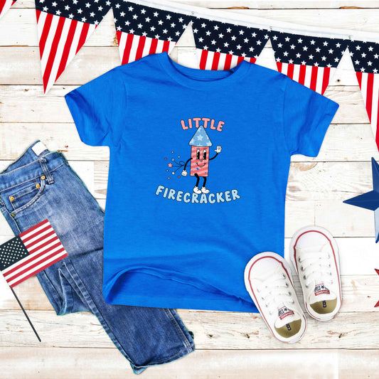 Retro Little Firecracker | Toddler Short Sleeve Crew Neck