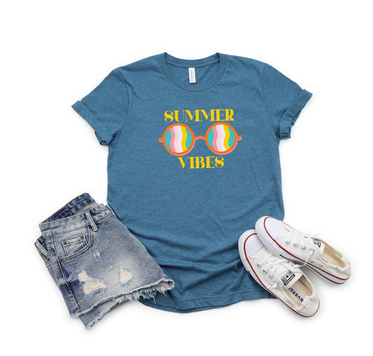 Summer Vibes Sunglasses | Youth Short Sleeve Crew Neck