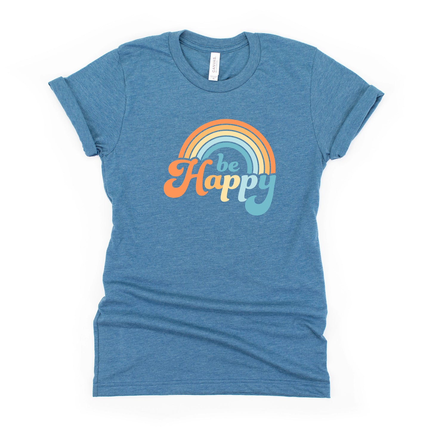 Retro Be Happy Rainbow | Youth Short Sleeve Crew Neck