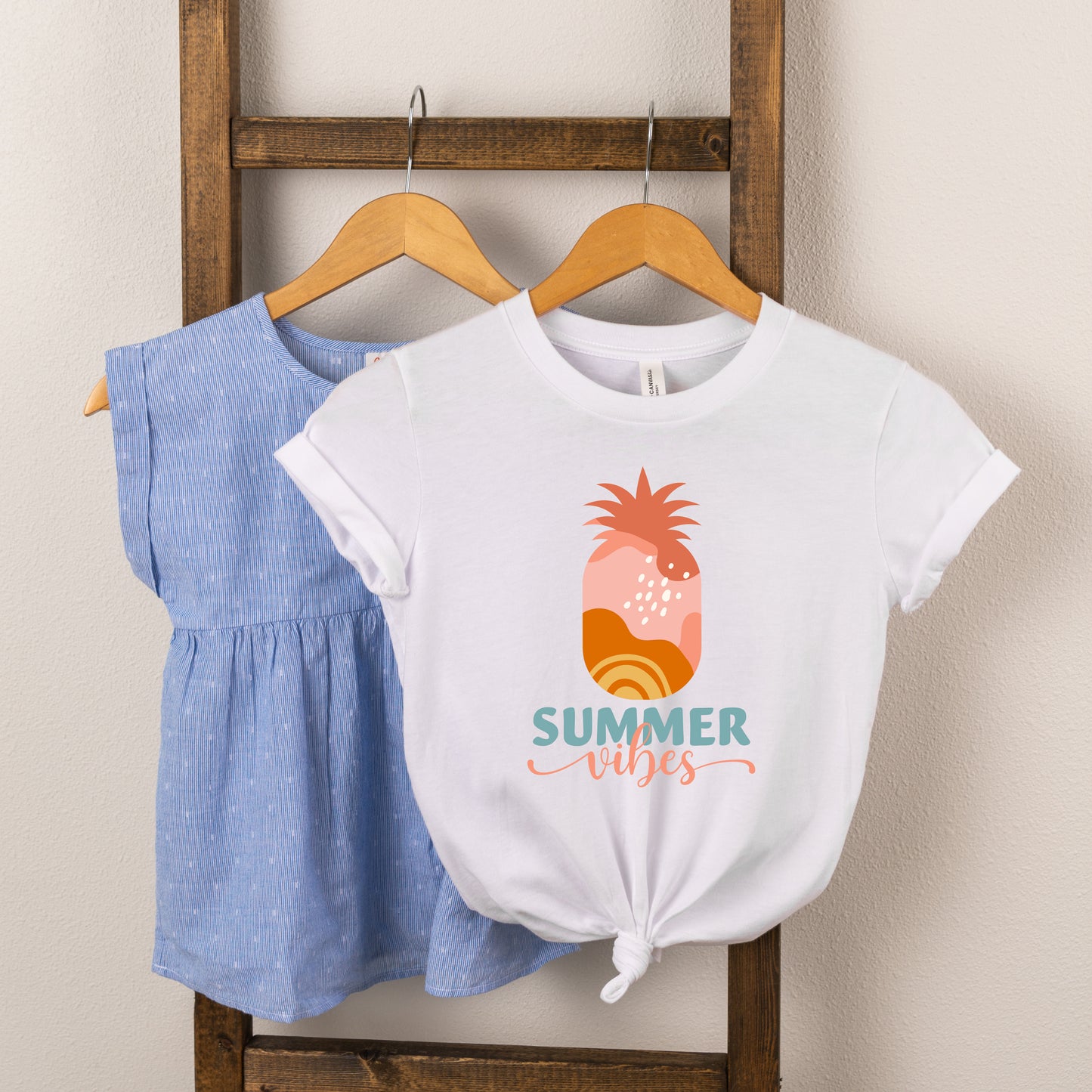 Boho Summer Vibes Pineapple | Toddler Short Sleeve Crew Neck