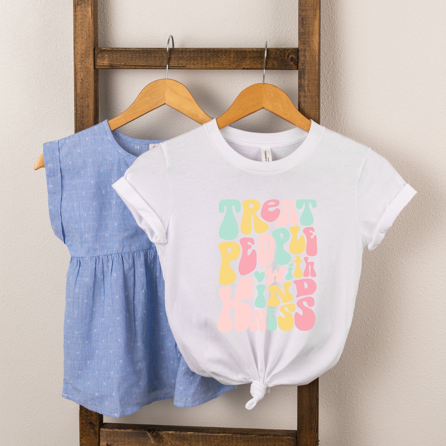Retro Treat People With Kindness | Toddler Short Sleeve Crew Neck