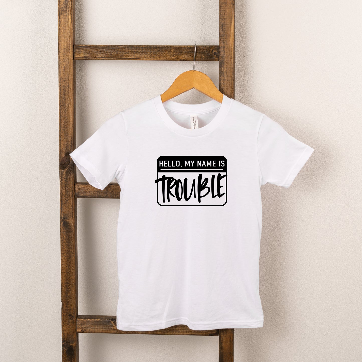 Hello My Name Is Trouble | Toddler Short Sleeve Crew Neck