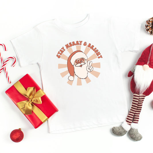 Stay Merry And Bright Santa | Toddler Short Sleeve Crew Neck