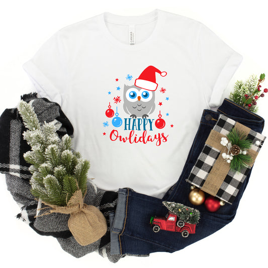 Happy Owlidays | Toddler Short Sleeve Crew Neck