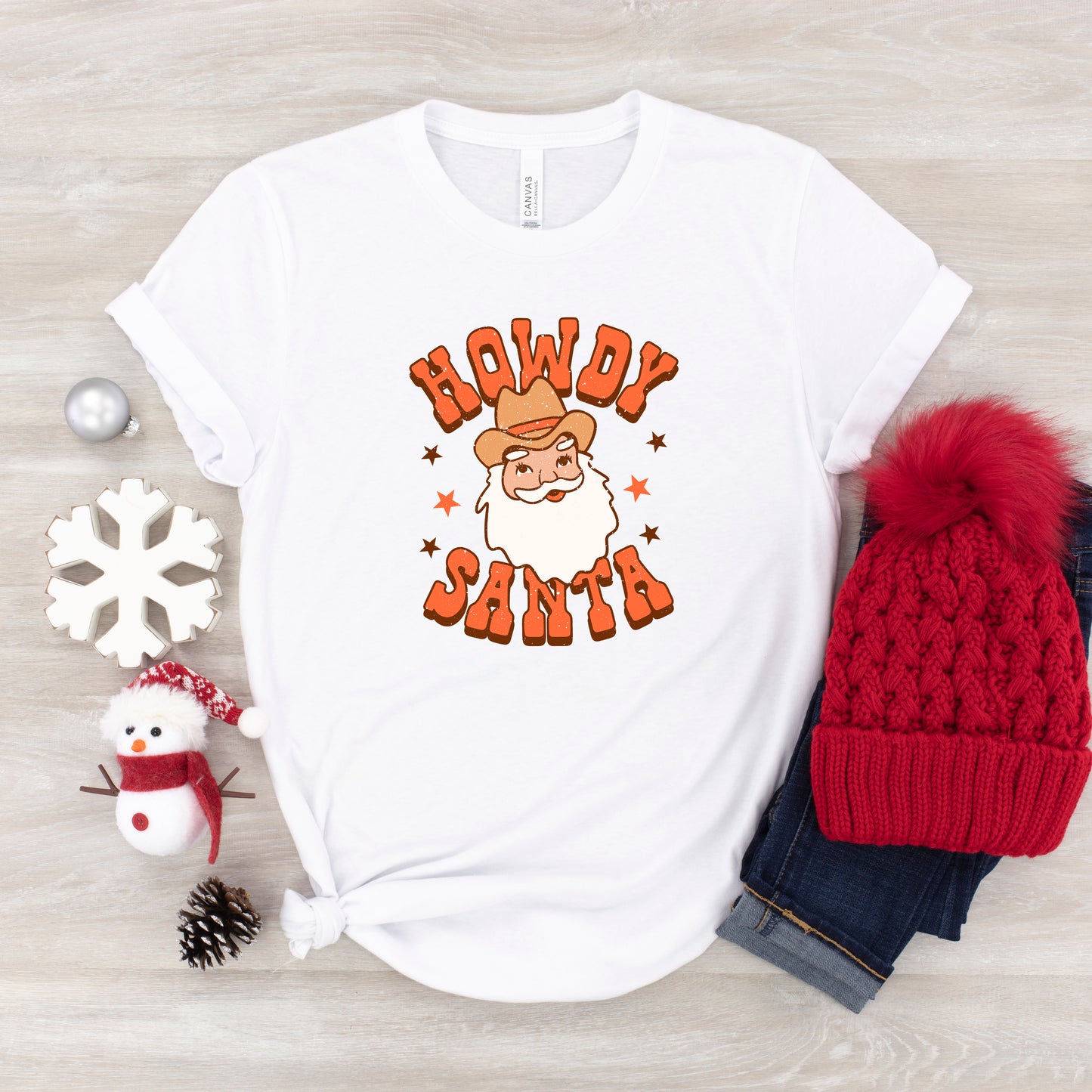 Retro Howdy Santa | Youth Short Sleeve Crew Neck