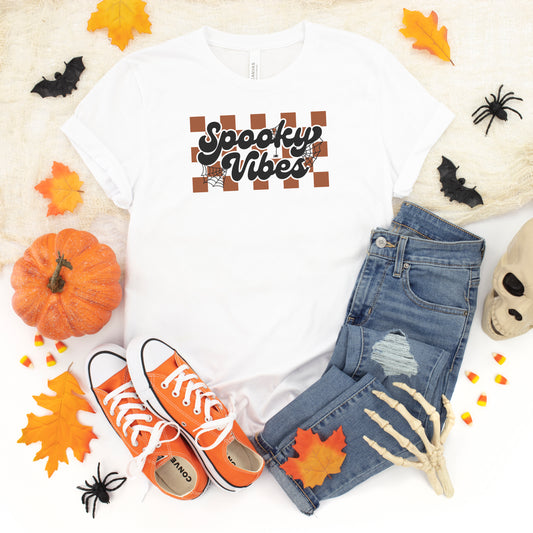 Checkered Spooky Vibes | Youth Short Sleeve Crew Neck