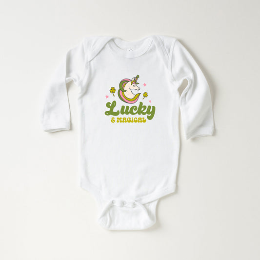 Lucky Magical Unicorn | Baby Long Sleeve Onesie
