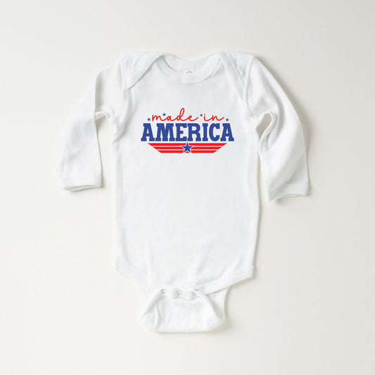 Made In America Stripes | Baby Long Sleeve Onesie