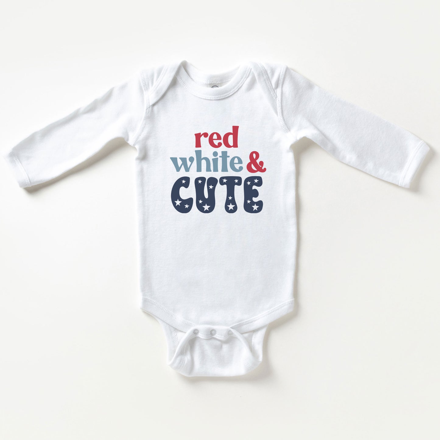 Red White And Cute Stars | Baby Long Sleeve Onesie