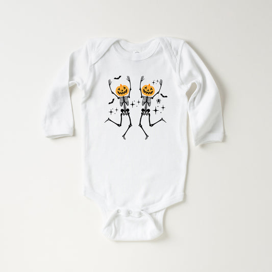 Pumpkin Skeleton | Baby Long Sleeve Onesie