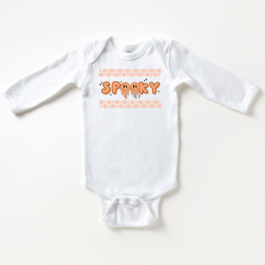 Spooky Checkered Flowers | Baby Long Sleeve Onesie