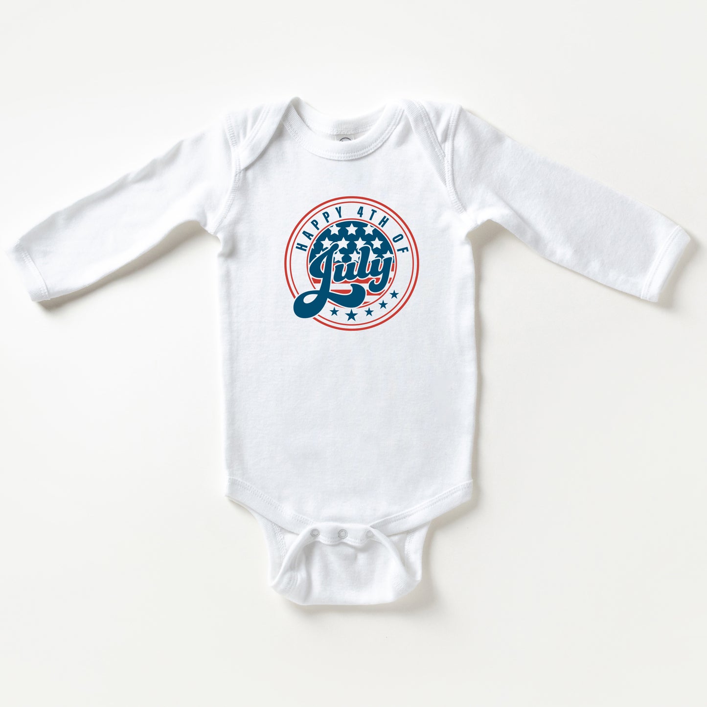 Happy Fourth Circle | Baby Long Sleeve Onesie