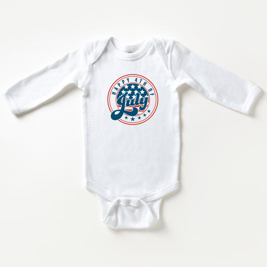 Happy Fourth Circle | Baby Long Sleeve Onesie