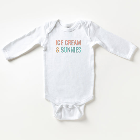 Ice Cream And Sunnies | Baby Long Sleeve Onesie