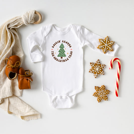 Retro Rockin Around Tree | Baby Long Sleeve Onesie