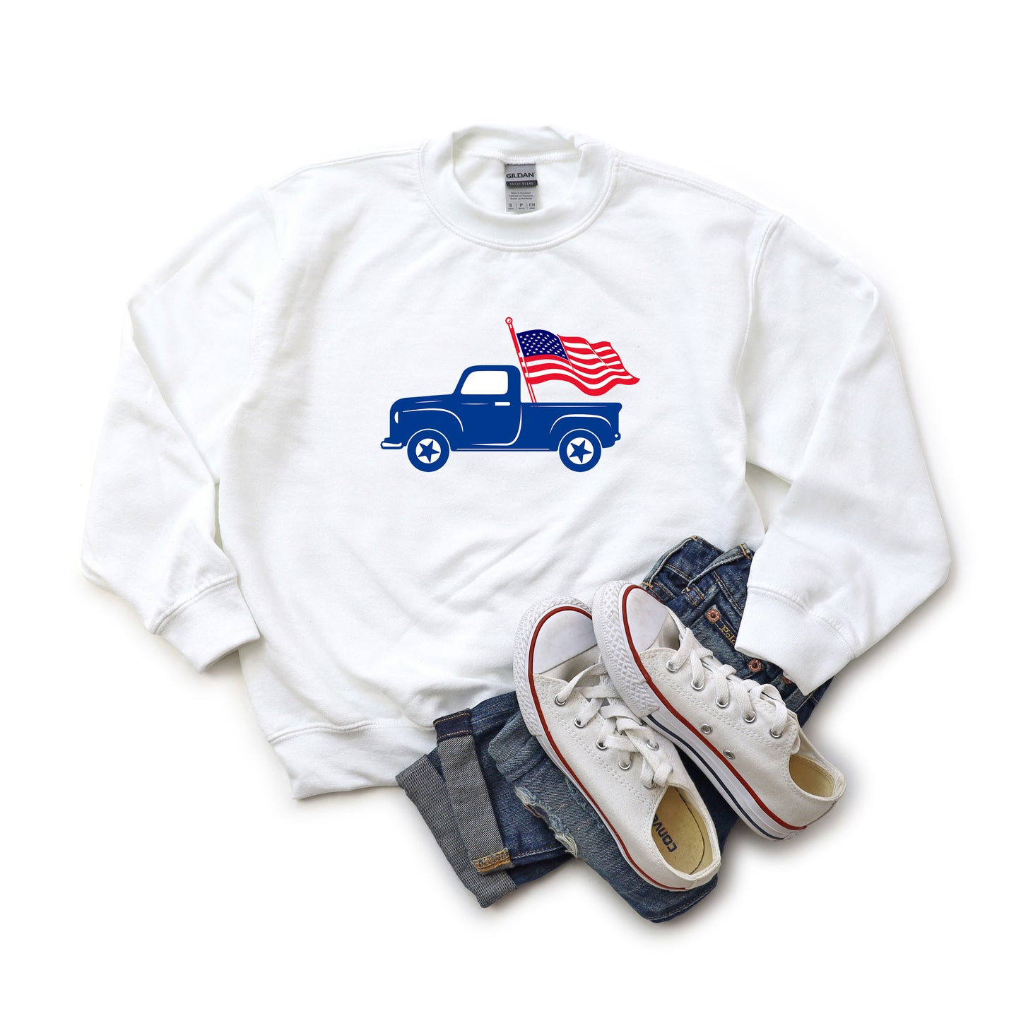 Truck With Flag | Youth Sweatshirt