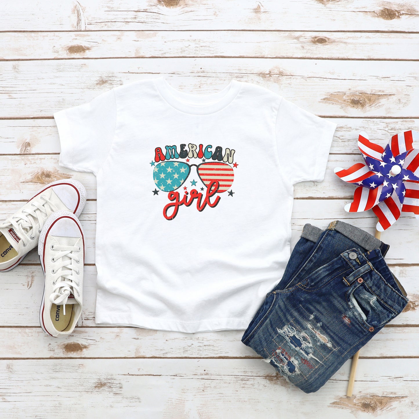 American Girl Sunglasses | Youth Short Sleeve Crew Neck