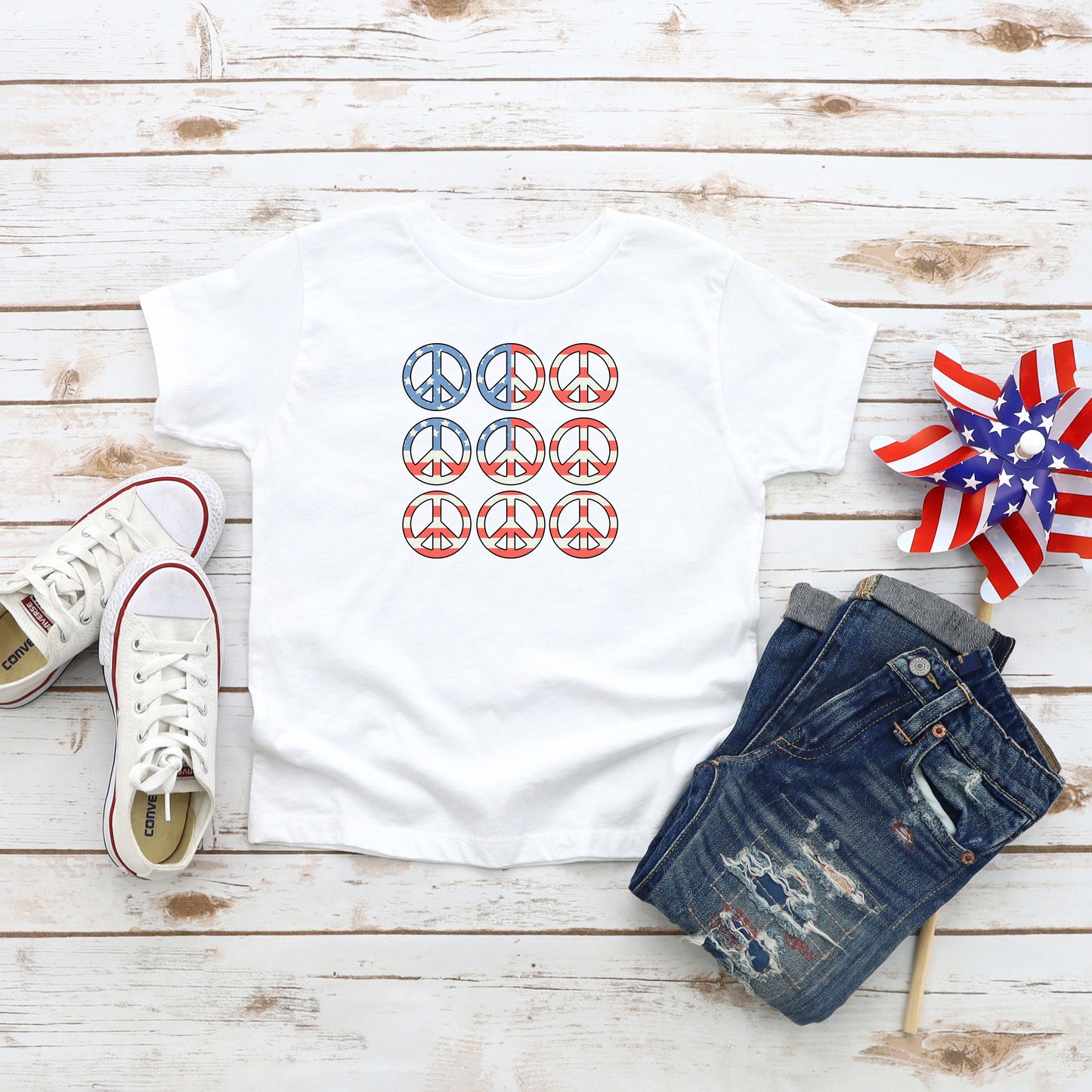 Peace Signs Flag | Youth Short Sleeve Crew Neck