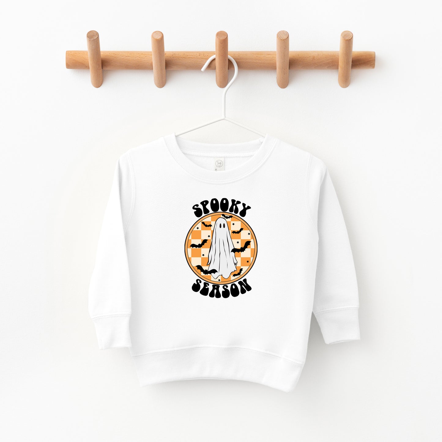 Spooky Season Checkered Ghost | Toddler Sweatshirt