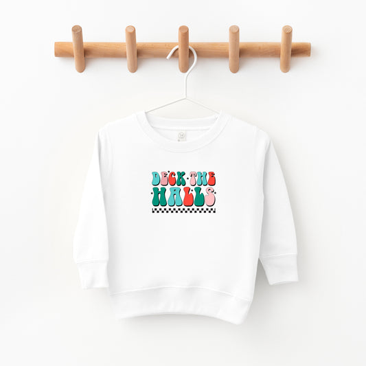 Retro Deck The Halls Checkered | Toddler Sweatshirt