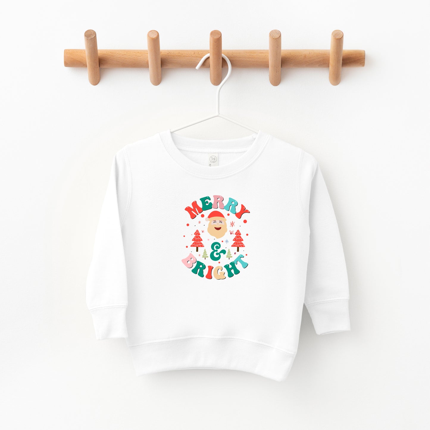 Retro Merry And Bright Santa | Toddler Sweatshirt