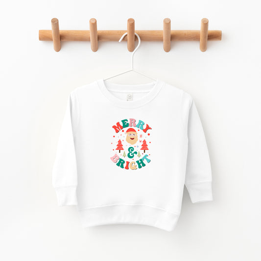 Retro Merry And Bright Santa | Toddler Sweatshirt