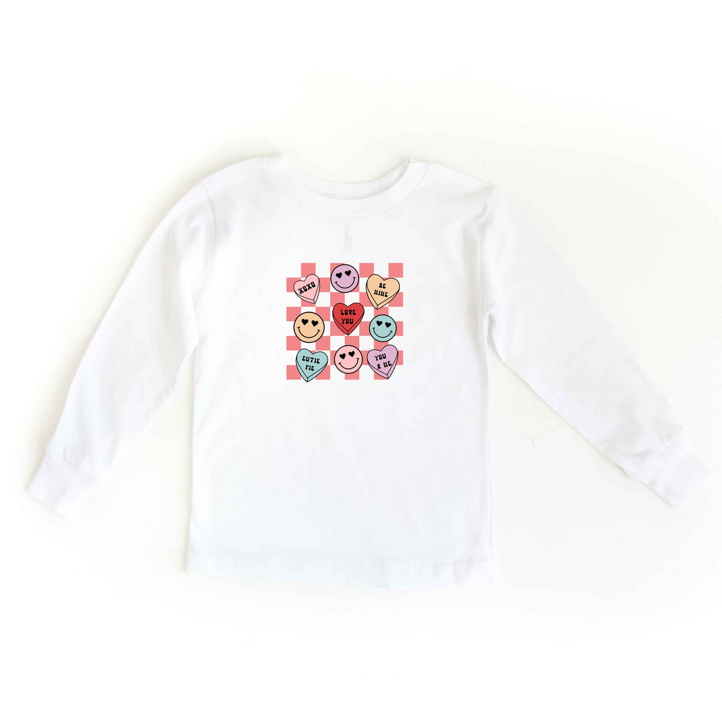 Candy Heart Smile Solid | Youth Long Sleeve Tee