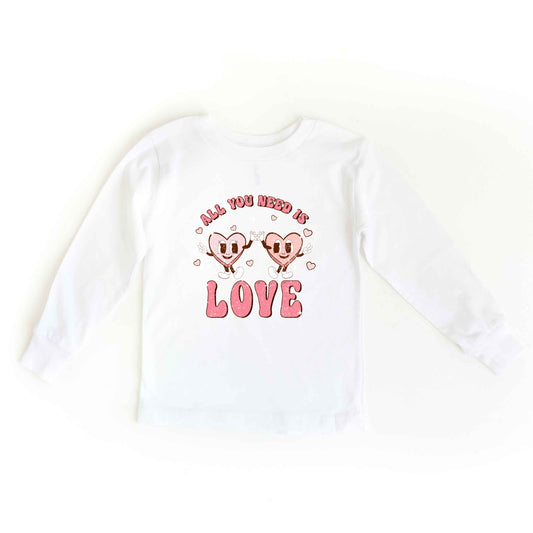 Retro All You Need Is Love Hearts | Toddler Long Sleeve Tee