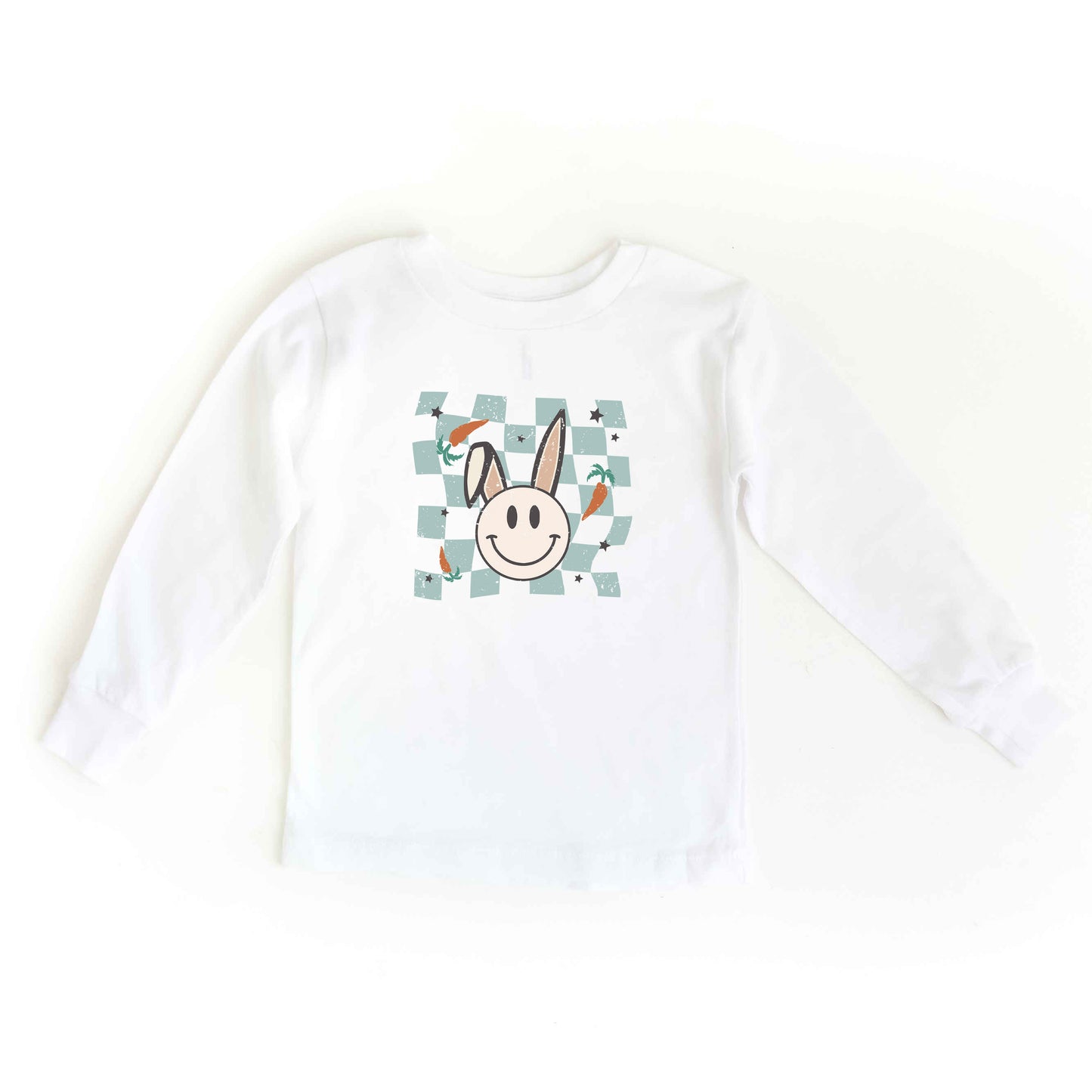 Checkered Smiley Easter Bunny | Youth Long Sleeve Tee