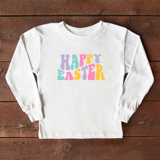 Happy Easter Wavy Colorful | Toddler Long Sleeve Tee