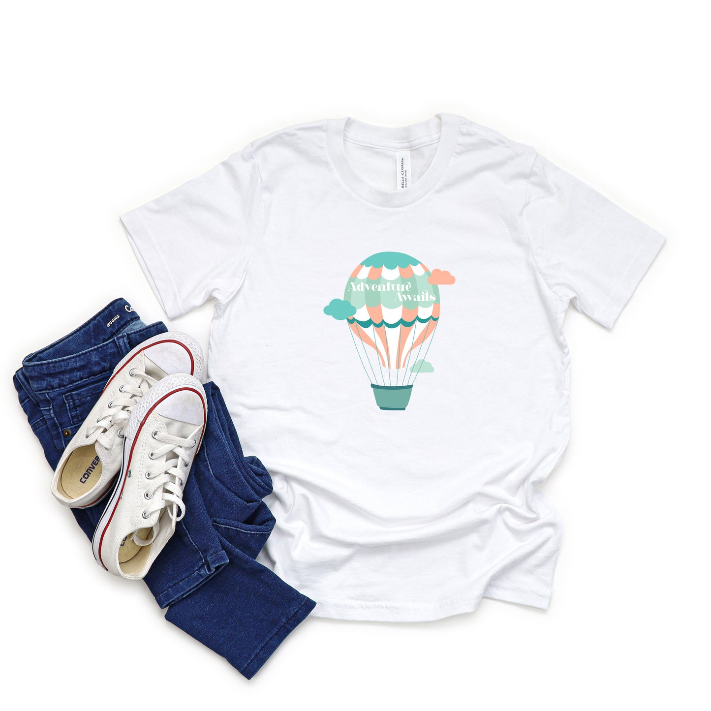 Adventure Awaits Clouds | Youth Short Sleeve Crew Neck