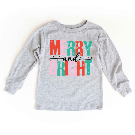 Merry And Bright Colorful | Toddler Graphic Long Sleeve Tee