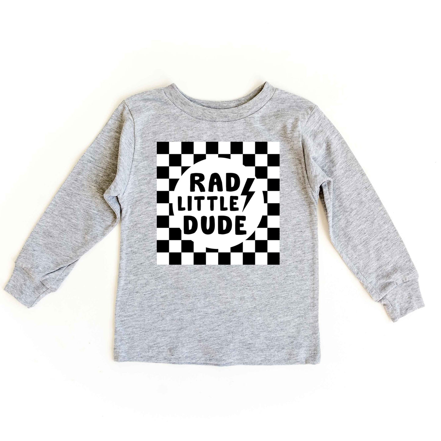 Rad Little Dude Checkered | Toddler Graphic Long Sleeve Tee