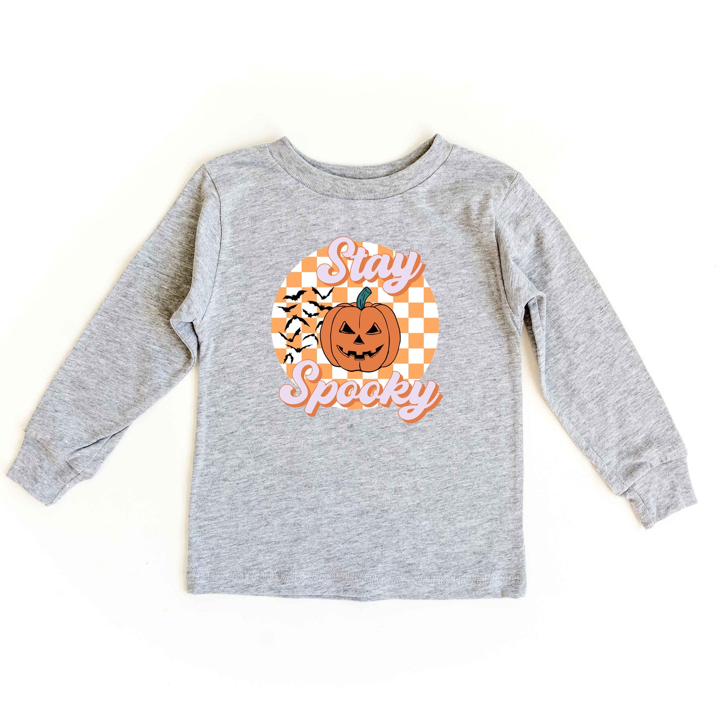 Stay Spooky Bats Checkered | Toddler Graphic Long Sleeve Tee