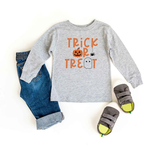 Trick Or Treat Spider | Toddler Graphic Long Sleeve Tee