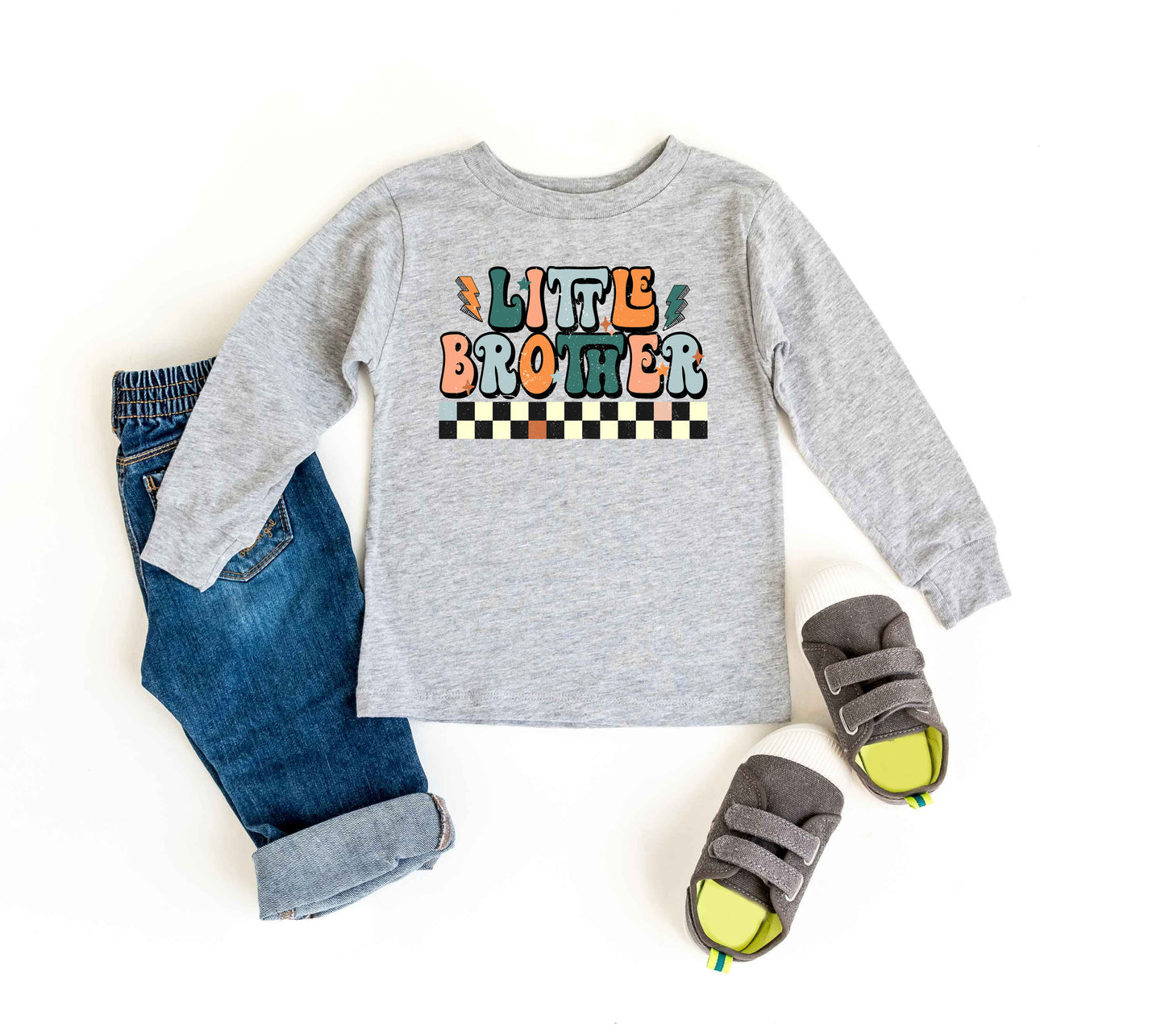 Little Brother Checkered | Toddler Graphic Long Sleeve Tee