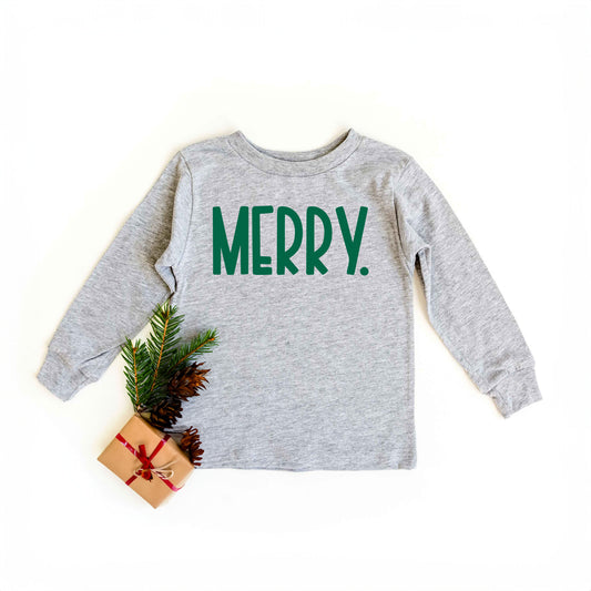 Merry Bold Word | Toddler Graphic Long Sleeve Tee