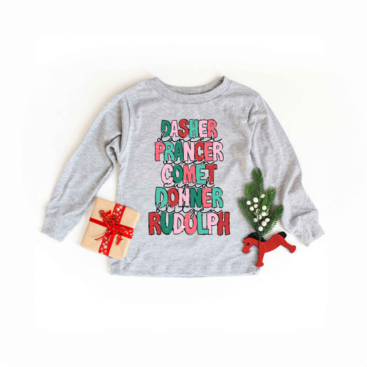 Reindeers Stacked | Toddler Graphic Long Sleeve Tee