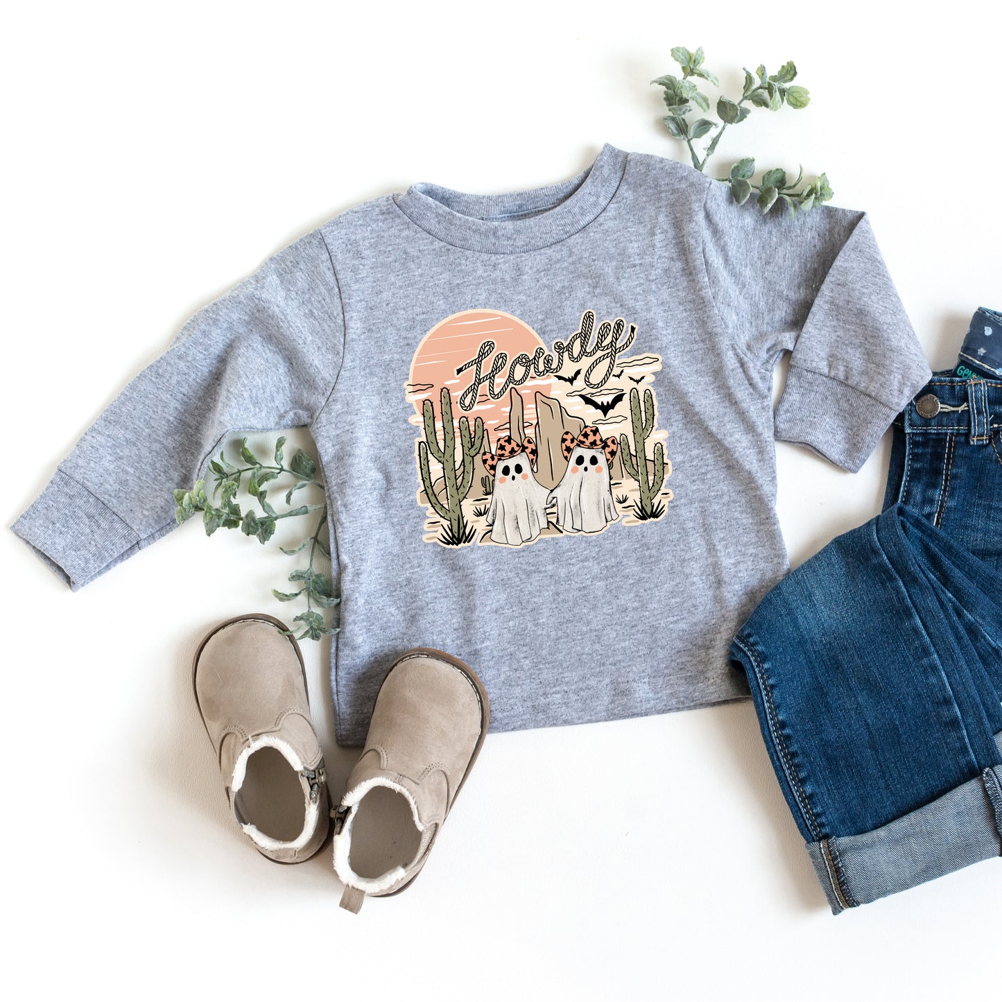 Howdy Ghosties | Toddler Graphic Long Sleeve Tee