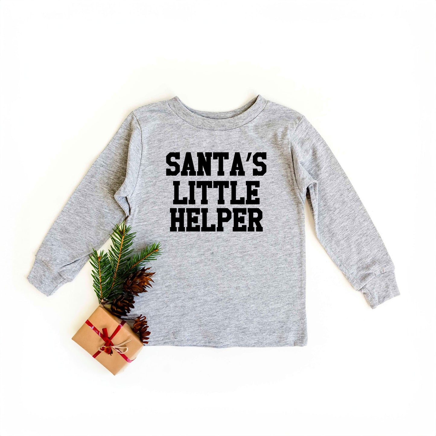 Santa's Little Helper Words | Toddler Graphic Long Sleeve Tee