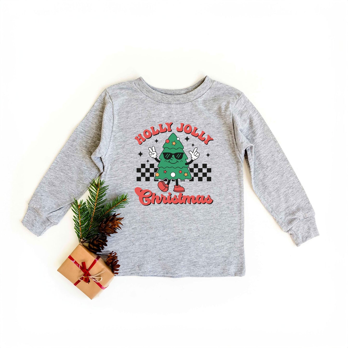 Holly Jolly Christmas Tree | Toddler Graphic Long Sleeve Tee