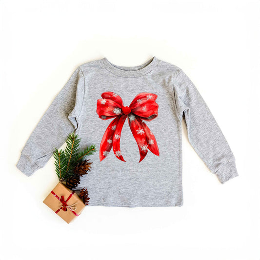 Coquette Christmas Snowflake Bow | Youth Graphic Long Sleeve Tee