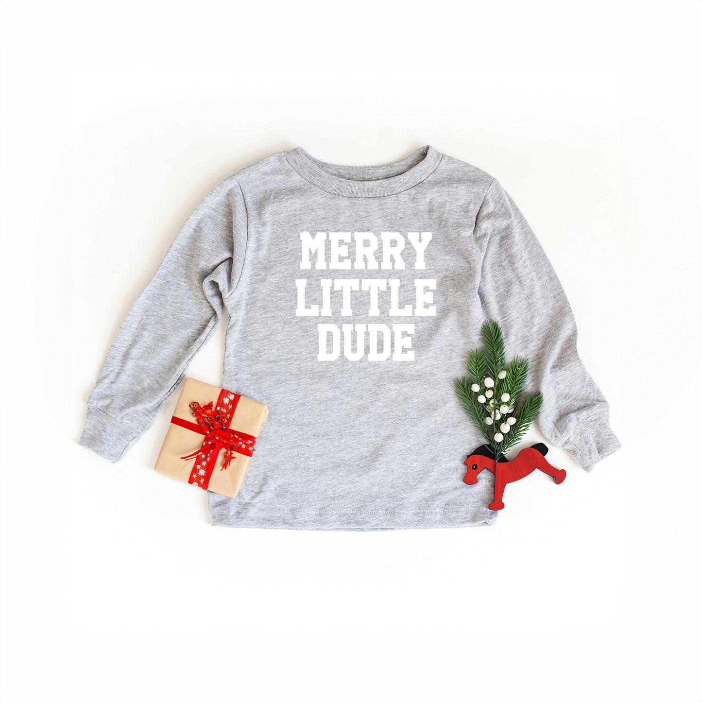 Merry Little Dude | Toddler Graphic Long Sleeve Tee