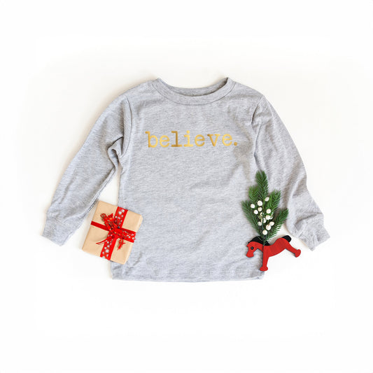 Believe Puff Print | Youth Graphic Long Sleeve Tee