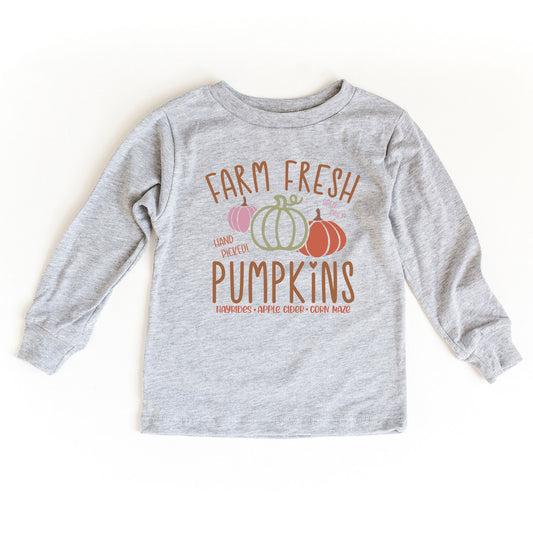 Colorful Farm Fresh Pumpkins | Youth Graphic Long Sleeve Tee