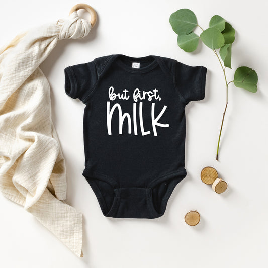 But First Milk | Baby Graphic Short Sleeve Onesie